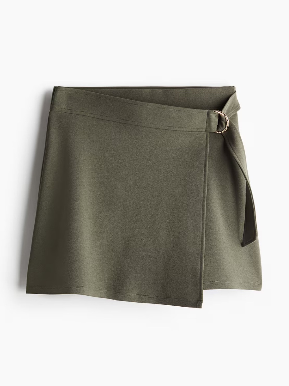 H&M Olive Army Green Wrap Mini Skort Skirt D-Ring Detail Size S Small